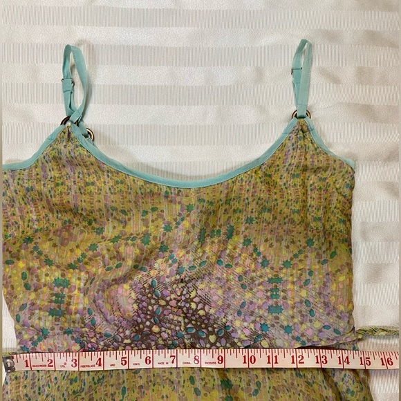 Yumi Sz 2/4 Beautiful Multicolor Mosaic Print Sun Dress Lined Zipper Adj strap - Picture 12 of 16